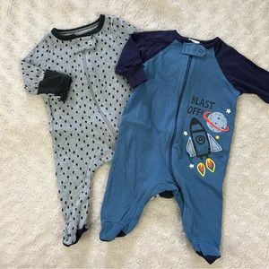 Baby Boy Footed Sleeper Bundle Size Newborn Cloud Island Gerber Blast Off Rocket